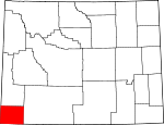 Map of Wyoming showing Uinta County - Click on map for a greater detail.