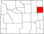 Map of Wyoming showing Weston County - Click on map for a greater detail.